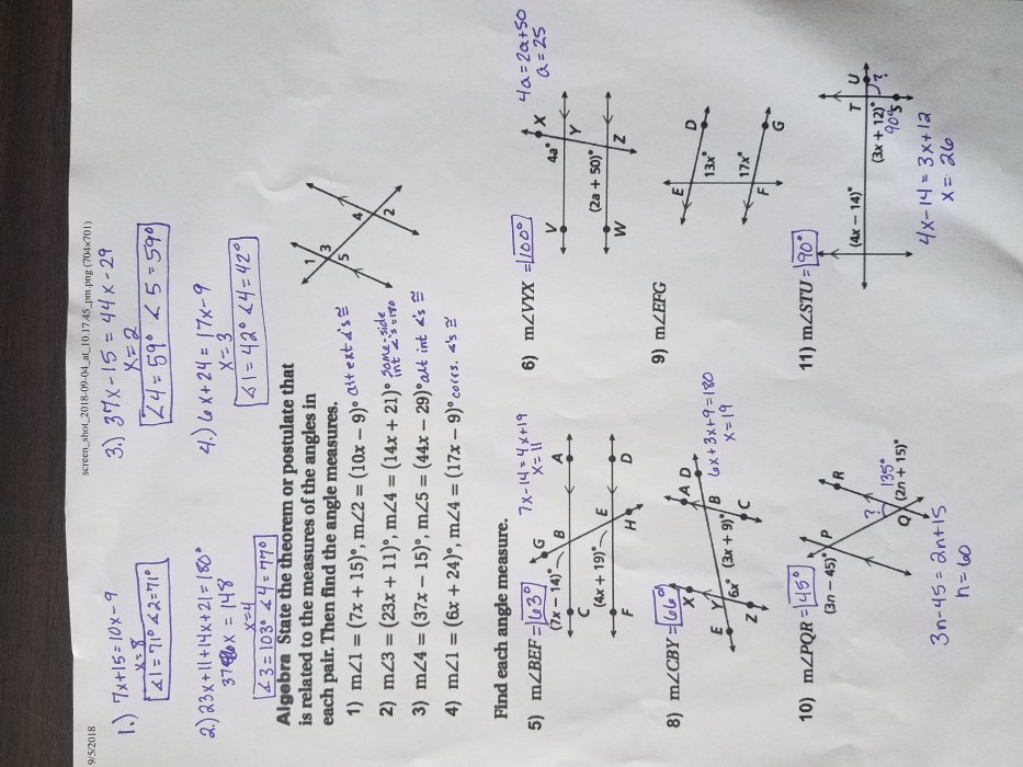 Unit 3 parallel and perpendicular lines answer key